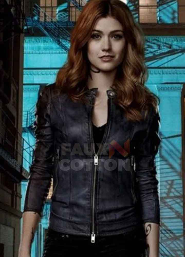 Shadowhunters Katherine McNamara Black Leather Jacket